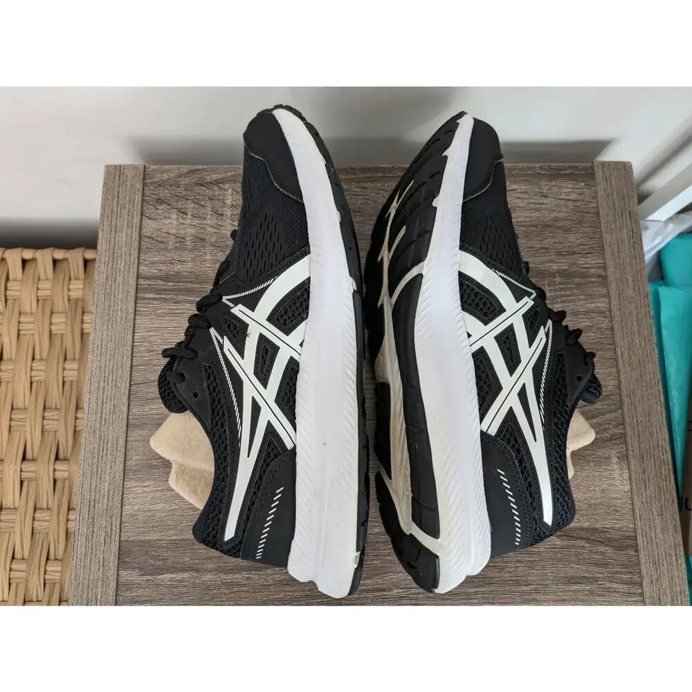 Asics Gel-Contend 7 Running Shoes Mens 8 Black White Gym Workout Performance